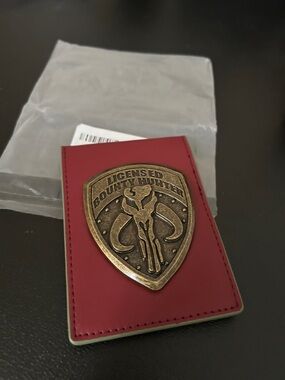 Star Wars Red Card & ID Holder with Brass Bounty Hunter Badge